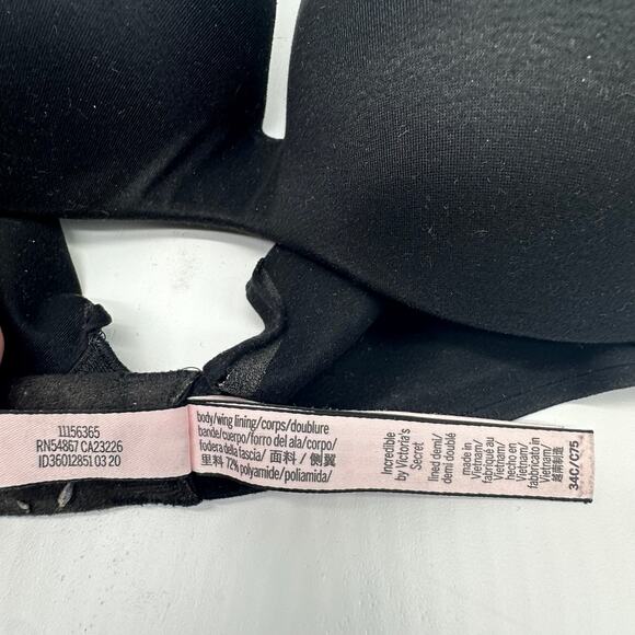 Victoria's Secret Red and Black Lined Demi Bras Size 34C Lot of Two Sexy - Picture 4 of 10